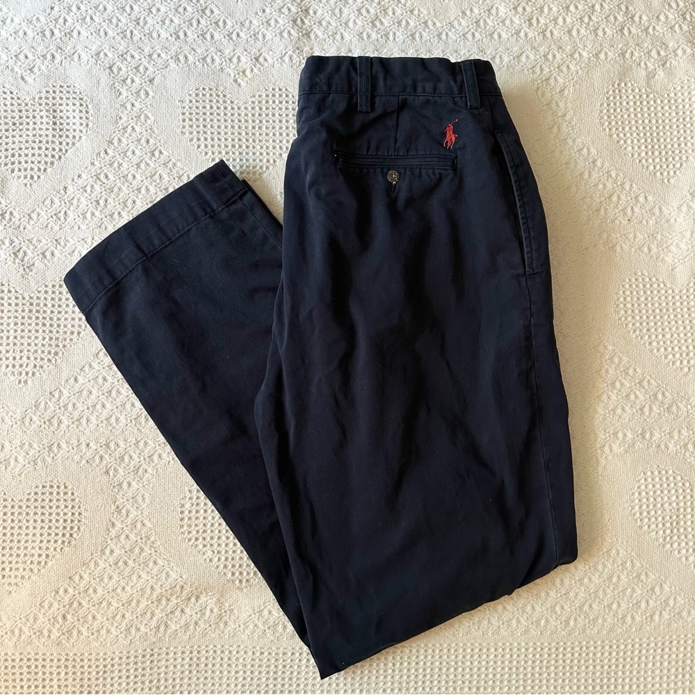 Vintage Polo Ralph Lauren Ethan Pants Mens 35x30 (Tag 36x32) Navy Pony Pleated